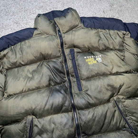 VTG 90s Y2k Mountain Hardwear Green Black Goose Down Subzero Puffer Jacket XL - Picture 1 of 8